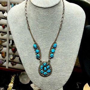 Signed Sterling native turquoise necklace